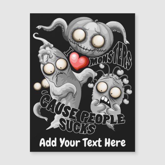 Ik hou van monsters omdat mensen klote zijn magnetische uitnodiging (Voorkant)