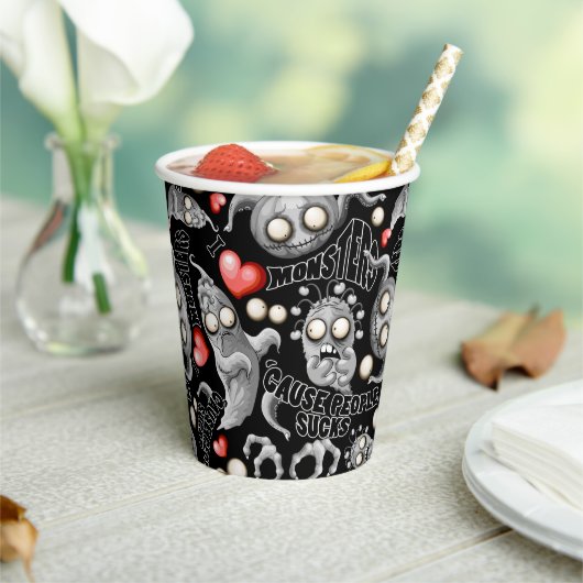 Ik hou van monsters omdat mensen klote zijn papieren bekers (Insitu)