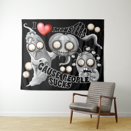 Ik hou van monsters omdat mensen klote zijn wandkleed (In Situ (horizontaal))