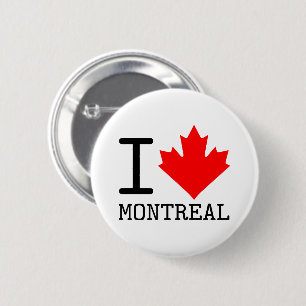 Ik hou van Montreal, Quebec Canada Maple Leaf Ronde Button 5,7 Cm