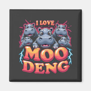 Ik hou van Moo Deng Baby Hippo liefhebbers Magneet