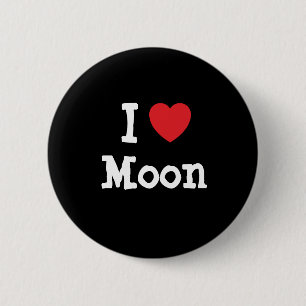 Ik hou van Moon hart T-Shirt Ronde Button 5,7 Cm