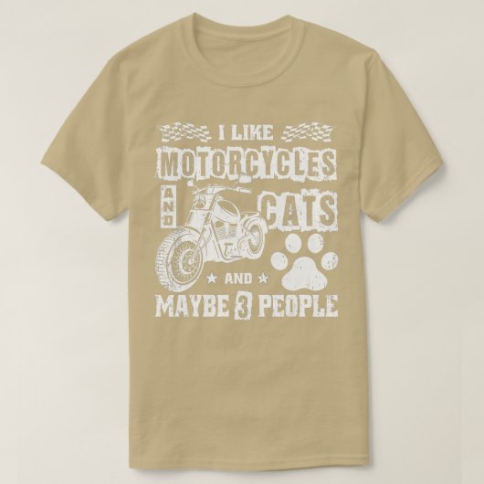 Ik hou van motorfietsen en katten en misschien dri t-shirt (Design voorkant)