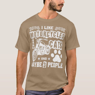Ik hou van motorfietsen en katten en misschien dri t-shirt