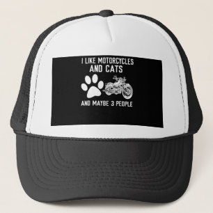 Ik hou van motorfietsen en katten grappige kunstge trucker pet