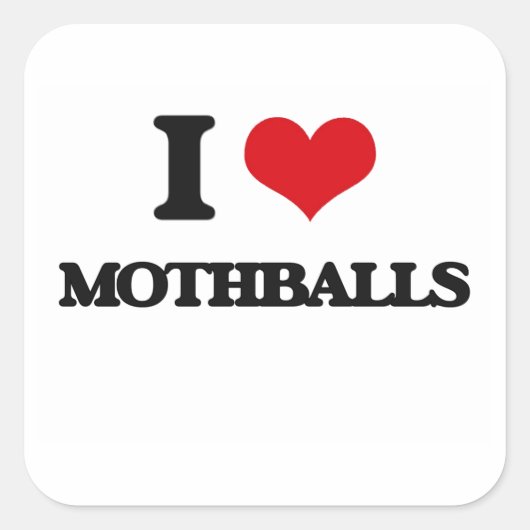 Ik hou van mottenballen vierkante sticker (Voorkant)