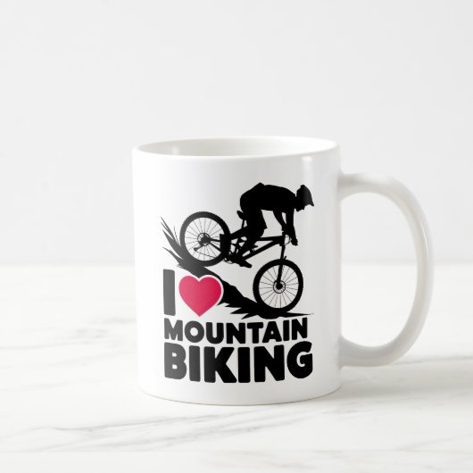 Ik hou van mountainbiken silhouet design koffiemok (Rechts)