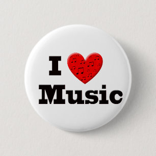 Ik hou van muziek en hart ronde button 5,7 cm