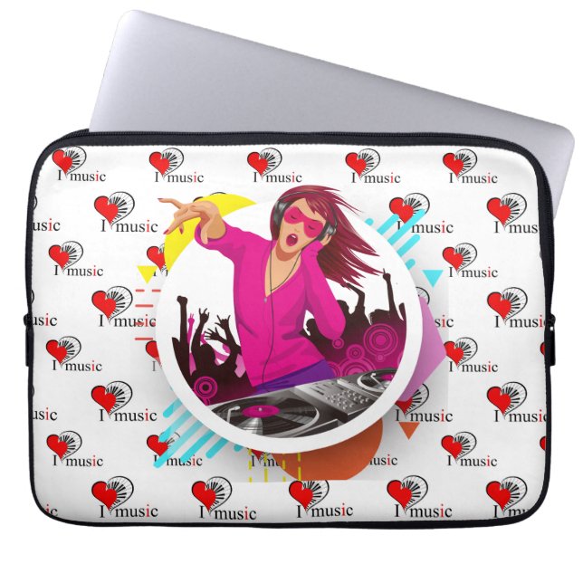 Ik hou van muziek laptop sleeve (Voorkant)