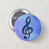 Ik hou van muziek/muzieknoot op blauw ronde button 5,7 cm (Voorkant /achterkant)