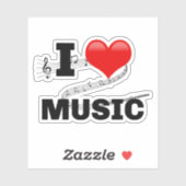 Ik hou van muziek, populair design sticker (Vel)