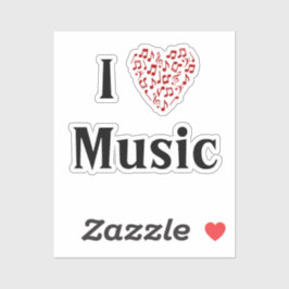 Ik hou van muziek Red Heart of Muzieknoten Vinyl Sticker