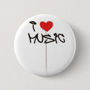 Ik hou van muziek ronde button 5,7 cm