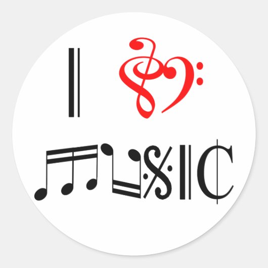 Ik hou van muziek ronde sticker (Voorkant)