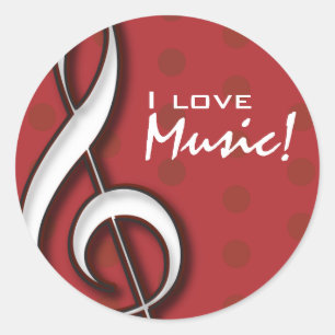 Ik hou van muziek sticker met aanpasbare tekst