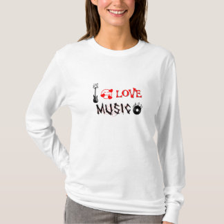 ik hou van muziek stijlvolle vrouwen lange mouw t- t-shirt