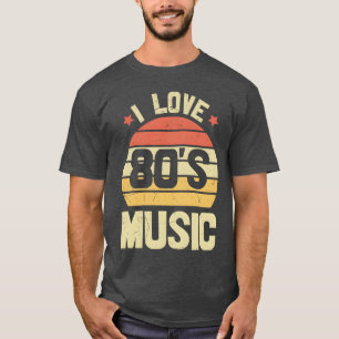 Ik hou van muziek uit de jaren 80 Retro vintage jo T-shirt