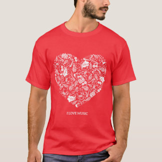 Ik hou van muziekinstrumenten Hearteacher retro T-shirt