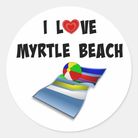 Ik hou van Myrtle Beach Ronde Sticker (Voorkant)