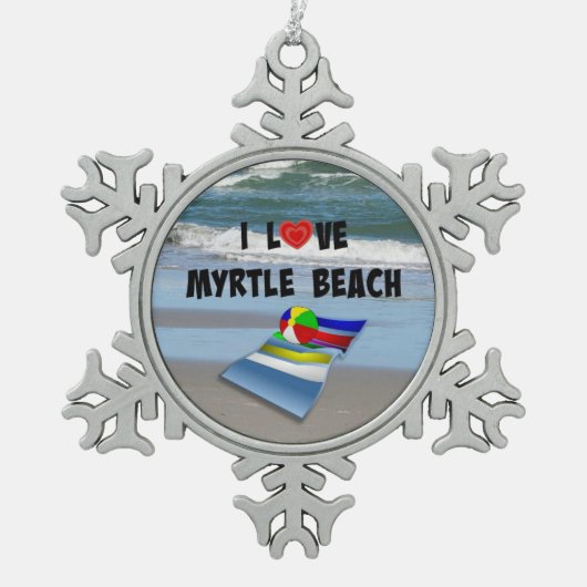 Ik hou van Myrtle Beach Tin Sneeuwvlok Ornament (Voorkant)