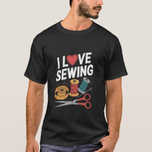 Ik hou van naaien Hart Ambachtelijke Draad Schaar T-shirt