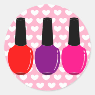 Ik hou van Nail Poolse Rode Roze Paarse Nail Pools Ronde Sticker