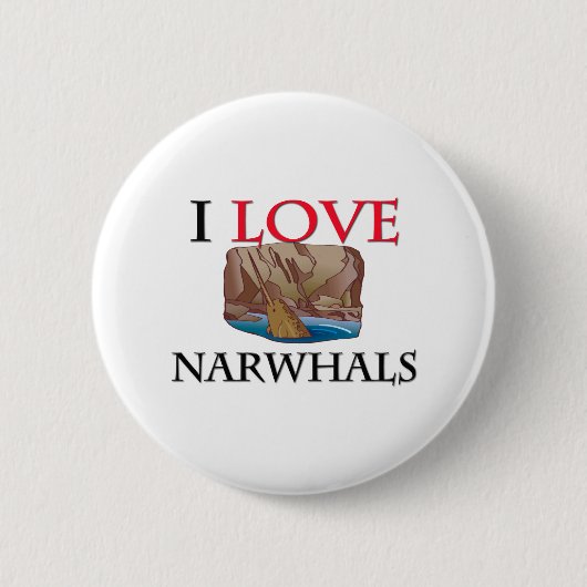 Ik hou van Narwhals Ronde Button 5,7 Cm (Voorkant)