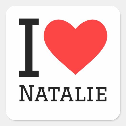 Ik hou van natalie vierkante sticker (Voorkant)