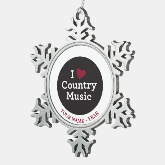 Ik hou van nationale muziek tin sneeuwvlok ornament (Rechts)