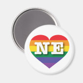Ik hou van Nebraska Gay Pride Rainbow Heart Magneet (Voorkant / Achterkant)