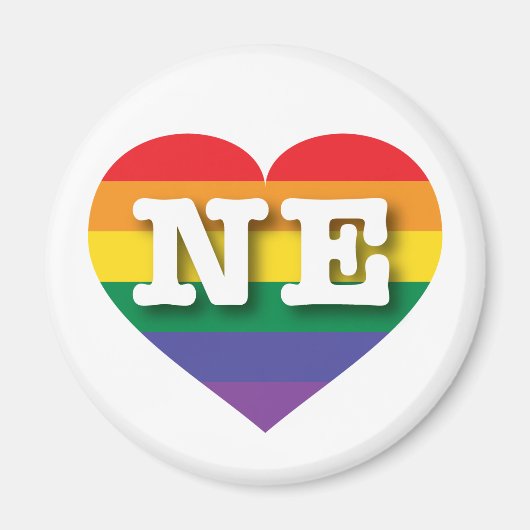 Ik hou van Nebraska Gay Pride Rainbow Heart Magneet (Voorkant)