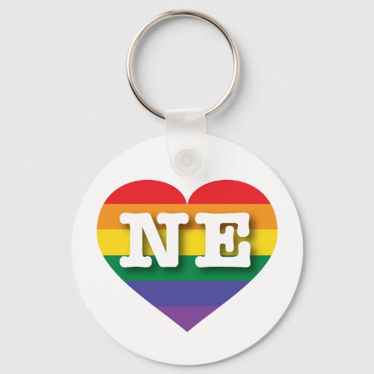 Ik hou van Nebraska Rainbow Heart Sleutelhanger (Voorkant)