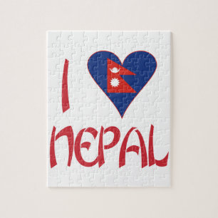 Ik hou van (Nepalese Hart Vlag) Nepal Legpuzzel
