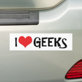 Ik hou van nerds bumpersticker (Op auto)