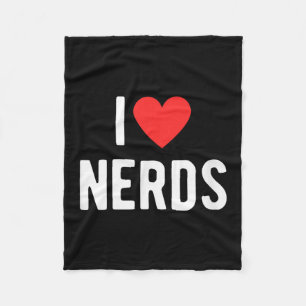 Ik hou van nerds Funny Geeky Graphic Heart Nerd Fleece Deken