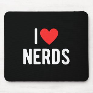 Ik hou van nerds Funny Geeky Graphic Heart Nerd Muismat