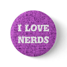 Ik hou van nerds roze knop