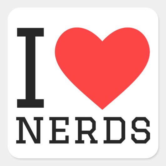 Ik hou van nerds vierkante sticker (Voorkant)