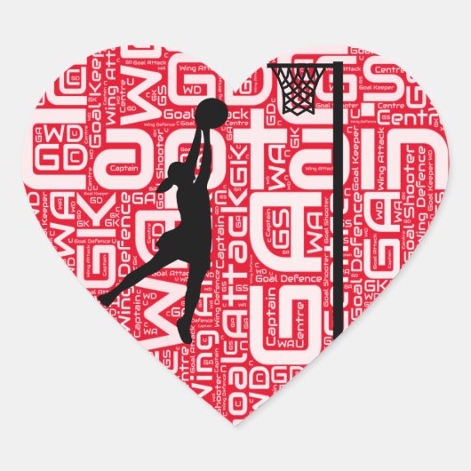 Ik hou van netball design hart sticker (Voorkant)