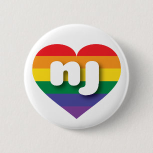 Ik hou van New Jersey Gay Pride Rainbow Heart Ronde Button 5,7 Cm