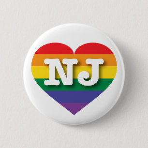 Ik hou van New Jersey Gay Pride Rainbow Heart Ronde Button 5,7 Cm