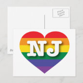 Ik hou van New Jersey Rainbow Heart Briefkaart (Voorkant / Achterkant)