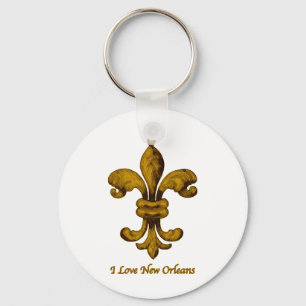Ik hou van New Orleans goud fleur de lis Sleutelhanger