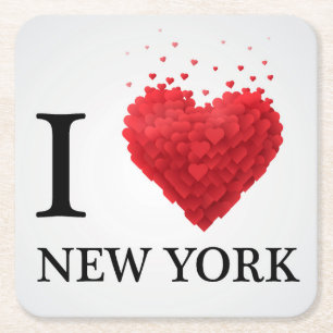 Ik hou van New York Hearts Vierkante Kartonnen Onderzetter