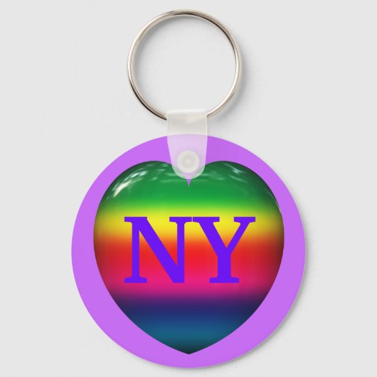 Ik hou van New York Rainbow Heart Keychain (Voorkant)