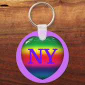 Ik hou van New York Rainbow Heart Keychain (Voorkant)