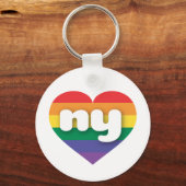 Ik hou van New York Rainbow Heart Sleutelhanger (Voorkant)