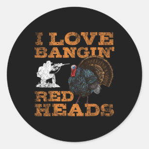 Ik hou van Ngin' Red Heads Turkije jacht liefhebbe Ronde Sticker