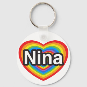 Ik hou van Nina. Ik hou van je Nina. Hart Sleutelhanger
