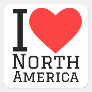 Ik hou van Noord-Amerika Vierkante Sticker